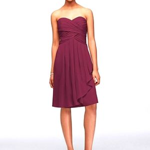Davids Bridal Strapless Bridesmaid Dress - Sangria